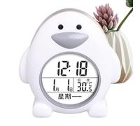 Cute Digital Clock - Cartoon Desk Clock In Penguin Shape | Bedside Sleep Trainer Clocks With White Noise | Perpetual Calendar, Kid-Friendly Timepiece For Children Bedroom Study Playroom