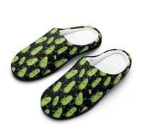 Cute Dill Pickle Men's Winter Slippers Memory Foam Cotton House Shoes Anti-Slip Rubber Sole Slippers 7-8（40-41）