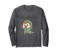 Cute Dino Costume Kid Roaring Cartoon Long Sleeve T-Shirt