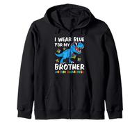 Cute Dino I Wear Blue For My Brother Autism Awareness Boys Zip Hoodie