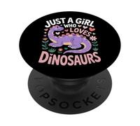 Cute Dino Lover Just A Girl Who Loves Dinosaurs for Girls PopSockets Adhesive PopGrip