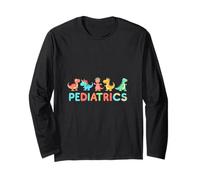 Cute Dino Nurse Playful Pediatric Cartoon design for Kids Long Sleeve T-Shirt