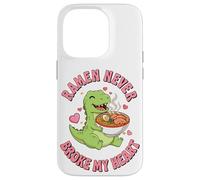 Cute Dino Ramen Never Broke My Heart Kawaii Case for iPhone 14 Pro