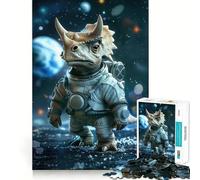 Cute Dino Space Explorer Puzzles for Teenagers 1000 Piece Brain Think Good Thick Real Challenge Room Decor (50x75cm)