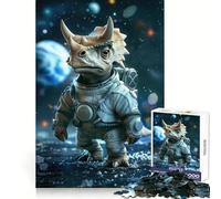 Cute Dino Space Explorer Puzzles for Teenagers 1000 Piece Brain Think Good Thick Real Challenge Room Decor (50x75cm)