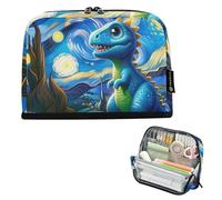 Cute Dino Starry Night Vangogh Storage Pencil Bags Zipper Pencil Case Large Pencils Pouch Teen Girls Pen Pouch Boy Floral Art Adults Kids Back to School Organizer