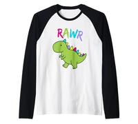 Cute Dino Stuffy Funny Kid Cartoon Costume Rawr Dinosaur Raglan Baseball Tee