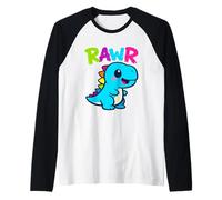Cute Dino Stuffy Funny Kid Cartoon Costume Rawr Dinosaur Raglan Baseball Tee