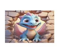 Cute Dinosaur 1000 Piece Jigsaw Puzzle- Brain Teaser Game for Adults & Children - Educational Activities Wooden Jigsaws （75×50cm）