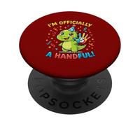 Cute Dinosaur 5th Birthday Handful I'M OFFICIALLY 5 A PopSockets Adhesive PopGrip