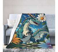 Cute Dinosaur 80"x60" Fleece Blanket, Full Size, Super Soft, Suitable for Bed, Sofa, Camping, All Seasons