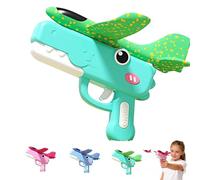 Cute Dinosaur Airplane Launcher Toy, 8'' Foam Glider Catapult Plane, Outdoor Flying Aircraft for Kids, Easy Launch Dinosaur Plane Gift Boxed Set (Green)