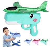 Cute Dinosaur Airplane Launcher Toy - Boxed 8'' Foam Glider Plane Set, Long Distance Outdoor Catapult Flying Toys, Fun Birthday Present for Kids Age 3-8 (green)