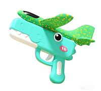 Cute Dinosaur Airplane Launcher Toy, Foam Glider Airplane Catapult with Dinosaur Catapult Gun, Rocket Launcher Style Aeroplane Toys with Foam Aeroplanes and White Gliders (1, Green)