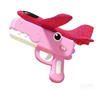 Cute Dinosaur Airplane Launcher Toy, Foam Glider Airplane Catapult with Dinosaur Catapult Gun, Rocket Launcher Style Aeroplane Toys with Foam Aeroplanes and White Gliders (1, Pink)