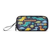 Cute Dinosaur Blue Clutter-free Pencil Pouch for Kids