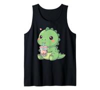 Cute Dinosaur Bubble Tea Kawaii Anime Dinosaurs Lover Girls Tank Top