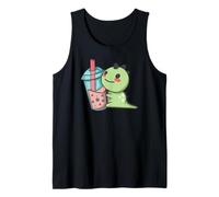 Cute Dinosaur Bubble Tea Lover Kawaii Art Tank Top