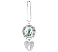 Cute Dinosaur Car Hanging Ornament Rear View Mirror Pendant Lucky Presents Hanging Ornament Funny Car Pendant for Office Auto Home Decoration Silver-style