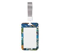 Cute Dinosaur Card Badge Holder.Sliding Badge Holder with Lanyard, Printed Work ID Card Case