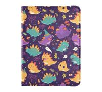 Cute Dinosaur Cartoon Halloween Witch Spiders Web Leather Passport Holder for Travel Secure Hidden Money&Card Holder for Family Trip Organizer