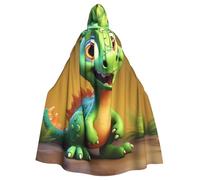Cute Dinosaur Cartoon Hooded Cloak For Men Women, Halloween Hooded Capes With Hood & Neck Tie, Long Adult Halloween Cloaks Witch Wizard Costume Cosplay Capes For Halloween Cosplay