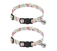 Cute Dinosaur Cartoon Pastel Puppy Collar with Bell 2 Pack Kitten Collar Adjustable Length 10.6" to 17.1"