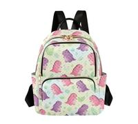 Cute Dinosaur Cartoon Pastel Quilted Backpack for Women, Wave Pattern Fashion Daypack with Multiple Zipper Pockets, Cute Dinosaur Cartoon Pastel, M, Daypack Backpacks