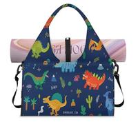 Cute Dinosaur Cartoon Sports Duffel Bag for Women Men Dino Weekend Overnight Bag with Shoe Compartment Shoulder Tote Luggage Bag for Yoga Gym Travel