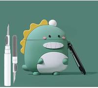Cute Dinosaur Case for Airpod 4 Case Cover 2024, Funny 3D Cartoon Kawaii Cool Cover with Cleaning Kit & Keychain for Airpod 4th Generation 2024 for Boys Girls Kids Teen, Green