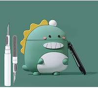 Cute Dinosaur Case for Airpod Pro/Pro 2 Gen Cases 2023/2022/2019, Funny 3D Cartoon Kawaii Cool Cover with Cleaning Kit & Keychain for Apple Airpod Pro 2nd/1st Generation Boys Girls Kids Teen, Green
