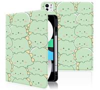 Cute Dinosaur Case for iPad 10th 10.9 Inch 2022/iPad 11th 11 Inch 2025 (A16 Chip) with Pencil Holder,Multi-Angle Viewing and Auto Sleep/Wake Green Leather Tablet Cover