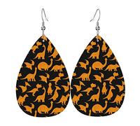 Cute Dinosaur Chicken Nuggets Leather Earrings For Women Faux Leathe Water Drop Earrings Vintage Lightweight Dangle Earrings Jewelry For Women