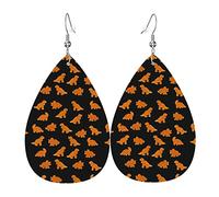 Cute Dinosaur Chicken Nuggets Leather Earrings For Women Faux Leathe Water Drop Earrings Vintage Lightweight Dangle Earrings Jewelry For Women