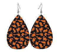 Cute Dinosaur Chicken Nuggets Leather Earrings For Women Faux Leathe Water Drop Earrings Vintage Lightweight Dangle Earrings Jewelry For Women