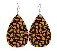 Cute Dinosaur Chicken Nuggets Leather Earrings For Women Faux Leathe Water Drop Earrings Vintage Lightweight Dangle Earrings Jewelry For Women