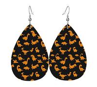 Cute Dinosaur Chicken Nuggets Leather Earrings For Women Faux Leathe Water Drop Earrings Vintage Lightweight Dangle Earrings Jewelry For Women