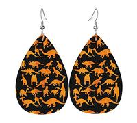 Cute Dinosaur Chicken Nuggets Leather Earrings For Women Faux Leathe Water Drop Earrings Vintage Lightweight Dangle Earrings Jewelry For Women
