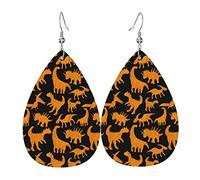 Cute Dinosaur Chicken Nuggets Leather Earrings For Women Faux Leathe Water Drop Earrings Vintage Lightweight Dangle Earrings Jewelry For Women