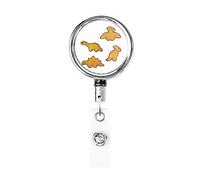 Cute Dinosaur Chicken Nuggets Retractable Badge Holder Reel Clip Id Card Holder forNurse Student Office Worker