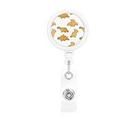 Cute Dinosaur Chicken Nuggets Retractable Badge Holder Reel Clip Id Card Holder forNurse Student Office Worker