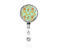 Cute Dinosaur Chicken Nuggets Retractable Badge Holder Reel Clip Id Card Holder forNurse Student Office Worker