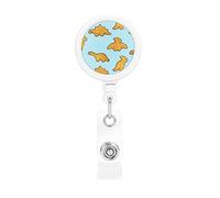 Cute Dinosaur Chicken Nuggets Retractable Badge Holder Reel Clip Id Card Holder forNurse Student Office Worker