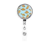 Cute Dinosaur Chicken Nuggets Retractable Badge Holder Reel Clip Id Card Holder forNurse Student Office Worker