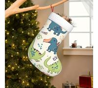 Cute Dinosaur Christmas Stockings 17.7 Inch Large Soft Plush Cuff Xmas Stockings Classic Personalized Hanging Ornaments Candy Gift Bags for Christmas Tree Fireplace Family Holiday Party Decor
