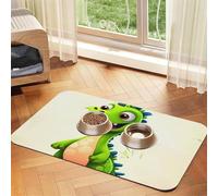 Cute Dinosaur Dog Food Mat, Absorbent Pet Feeding Mat for Food and Water Bowls Non-Slip Placement Pad for Floors Waterproof Quick Dry Water Dispenser Mat for Dogs Puppy Cats 12x18 Inch