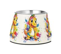 Cute Dinosaur Dogs Feeding Bowls Non Skid Stainless Steel Cats Basic Bowls for Slow Feed Cats Whisker Relief