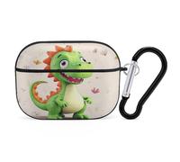 Cute Dinosaur Earbuds Organizer Shockproof Protective Airpods Pro Cover with Carabiner Clip Anti Fall Carrying Earphone Case Cover for Airpods Pro 2nd Generation Black