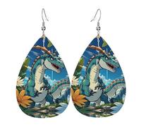 Cute Dinosaur Elegant Dangling Teardrop Earrings for Women, Lightweight Leather Earrings, Versatile Everyday Design