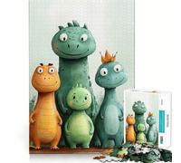 Cute Dinosaur Family 1000 Piece Jigsaw Puzzles for Teenagers Logic Game Accurate Edge Hard Challenge Night Play (38x26cm)
